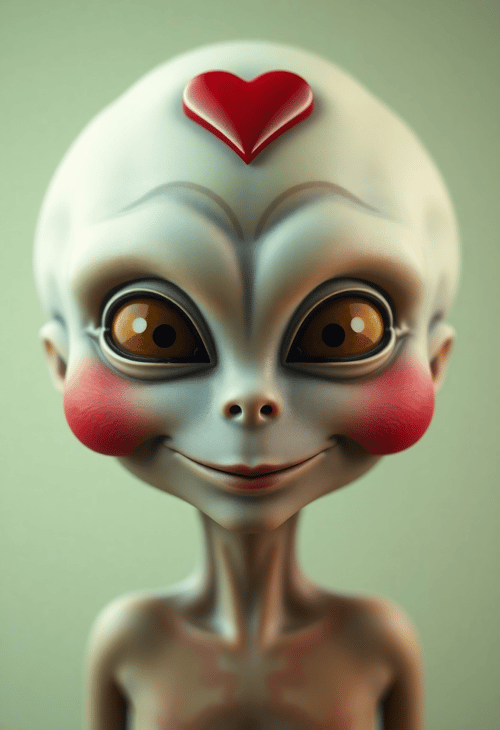 Endearing Alien with a Heart-Shaped Face
