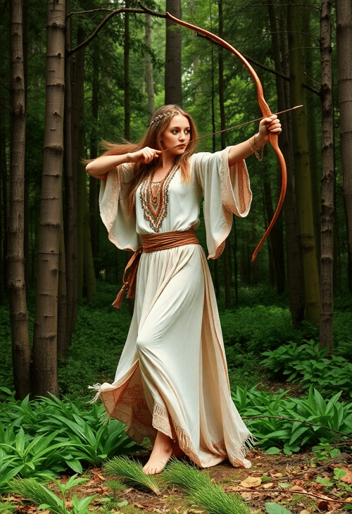 Bohemian Archer Goddess in the Wilderness
