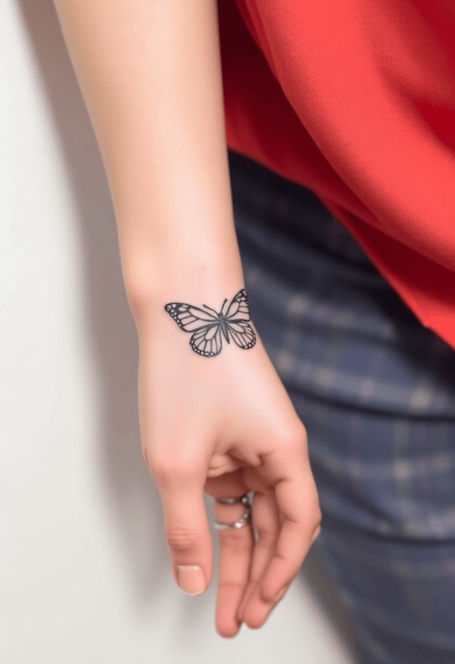 Delicate Butterfly Wrist Tattoo