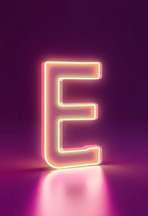 Futuristic Neon-lit E Letter