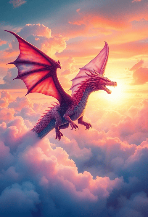 Celestial Guardian in Watercolor Skies