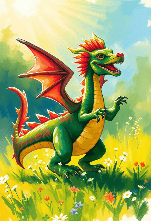 Whimsical Dragon in Impressionist Style