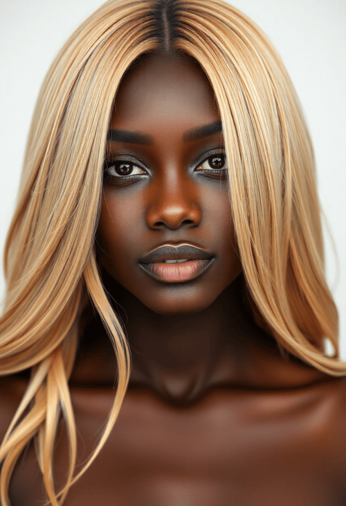 Radiant Elegance: Blonde Highlights on Dark Skin