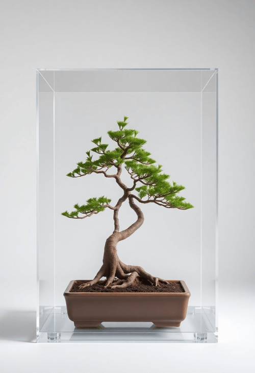 Miniature World: Bonsai in Glass Tranquility
