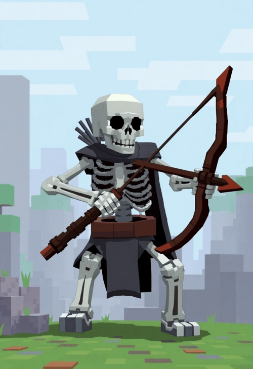 Minecraft Skeleton Archer in Battle Stance