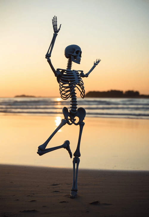 Skeleton Enjoys Morning Yoga