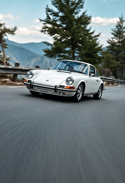 Porsche 911 Takes a Corner on a Mountain Road