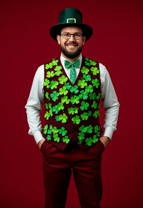 Gallant Irish Lad Sporting a Festive Vest
