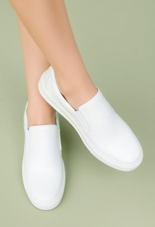 Modern Minimalist White Slip-on Sneakers