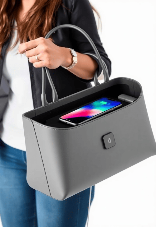High-Tech Smart Handbag with Charging Dock