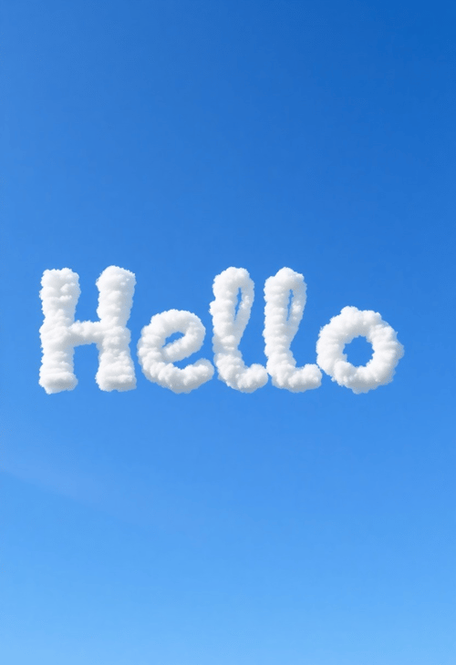 Heavenly Hello in Puffy Letters