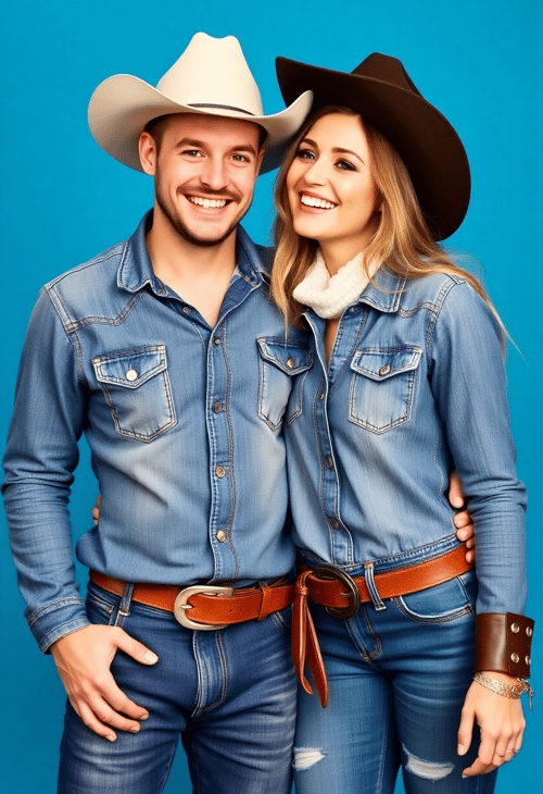 Playful Cowboy Pair in Blue-Jeans Bliss