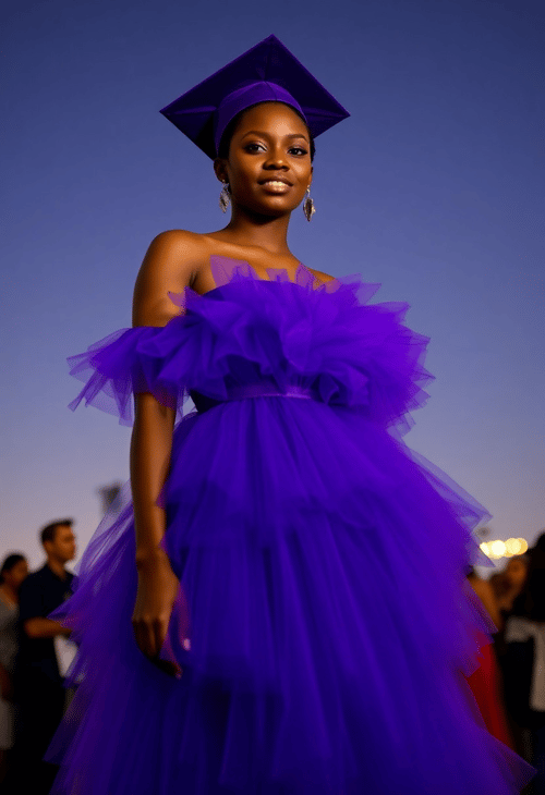 Bold and Beautiful: Purple Tulle Graduation Gown