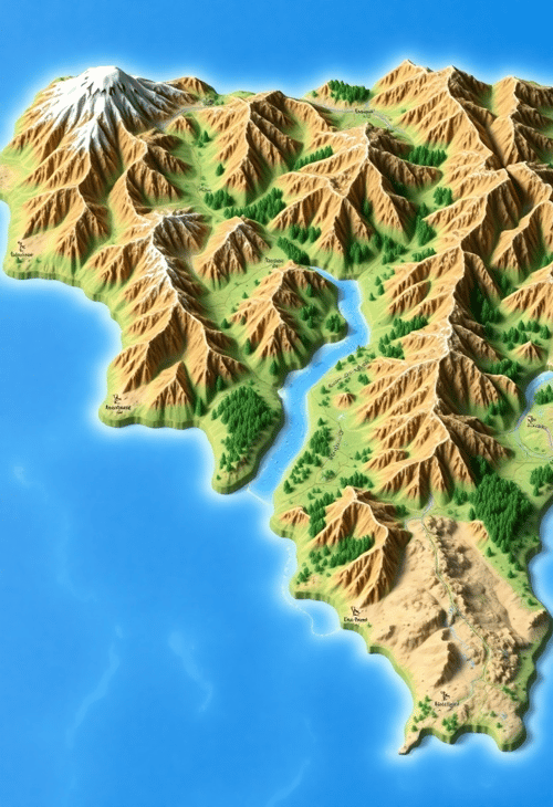 Topographical Terrain Adventure Map