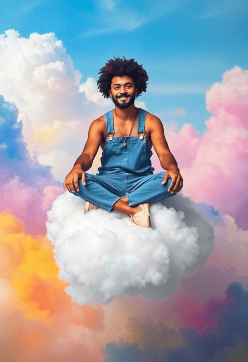 Dream Catcher: Creative Portrait of an Innovator Hovering on a Cloud