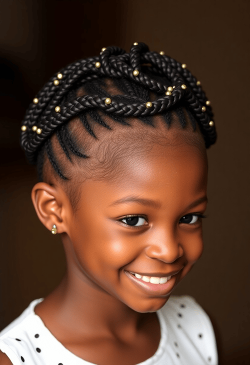 Intricate Braided Crown on a Black Girl