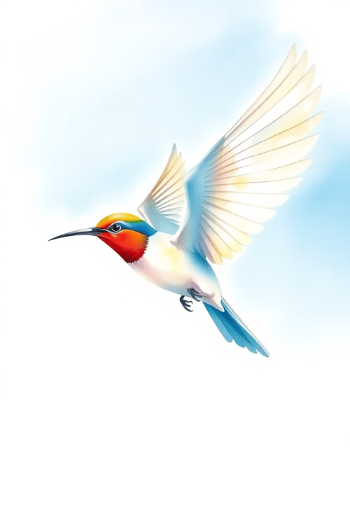 Whimsical Bird in Flight
