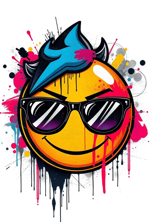 Graffiti Grunge: Cool Sunglasses Emoji
