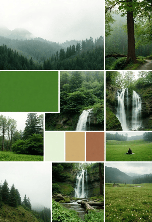 Serene Green Escape Moodboard: Breathing in the Calm of Nature