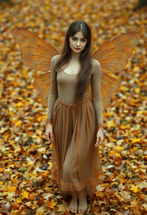 Charming Real-World Fairy in Autumn