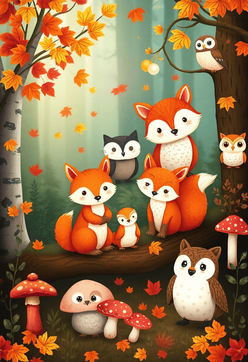 Charming Forest Friends in Autumn
