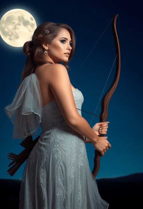 Ethereal Sagittarius Goddess by the Moonlight