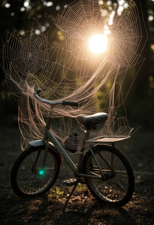 Abandoned Tricycle in Webbed Wonderland