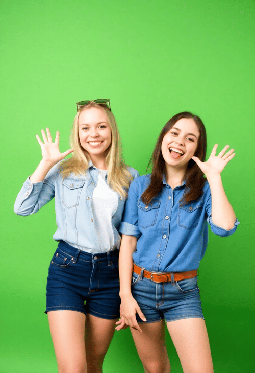 Playful Parity: Twins in Denim and Smiles