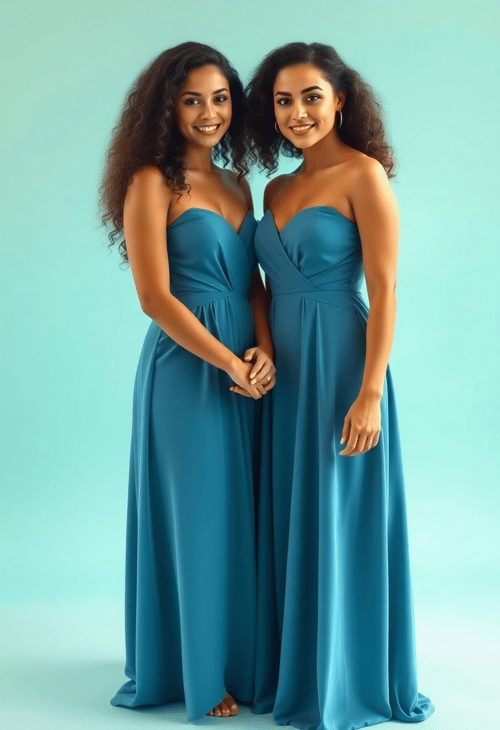 Mirror Image: Twin Sisters in Elegant Blue