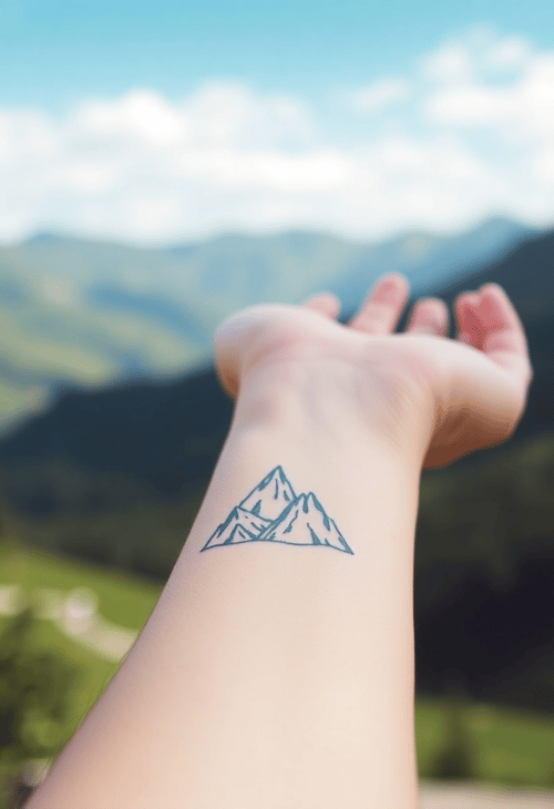 Miniature Mountain Range Tattoo on Forearm