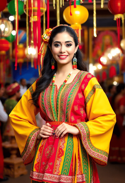 Colorful Ethnic Dress in Cultural Celebration