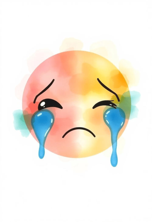 Watercolor Painting: Crying Emoji