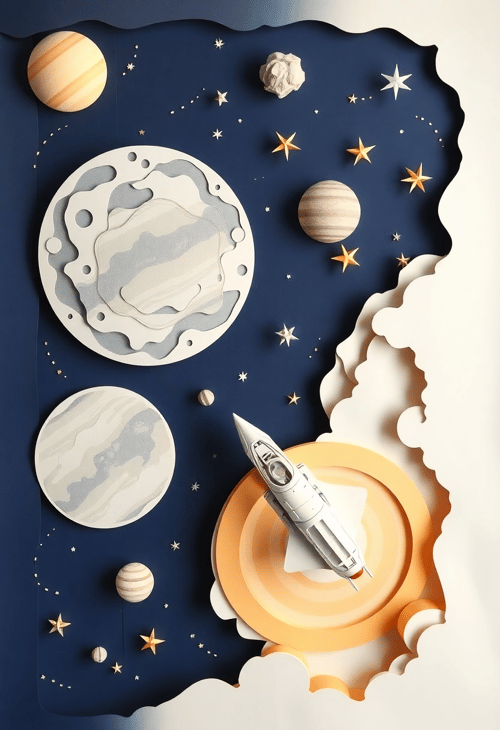 Paper Cutout Exploration of Outer Space