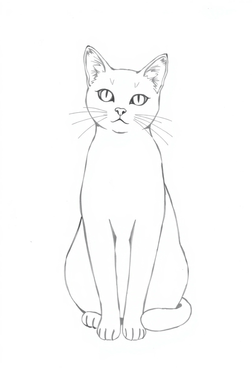 Outline of a Cat Sitting Gracefully