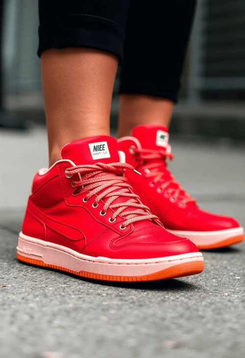 Vibrant Red High-Top Sneakers