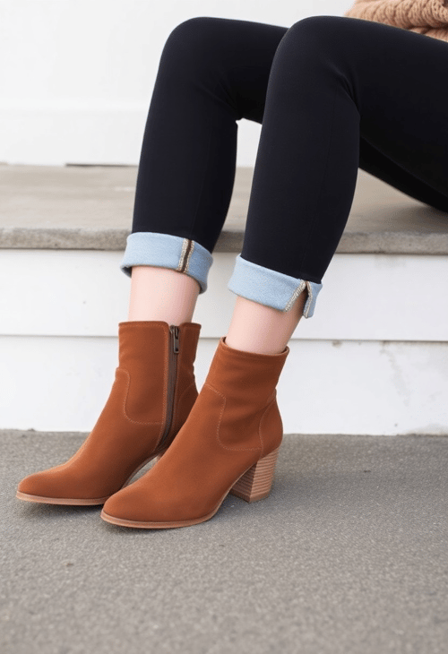 Elegant Brown Suede Ankle Boots for Women