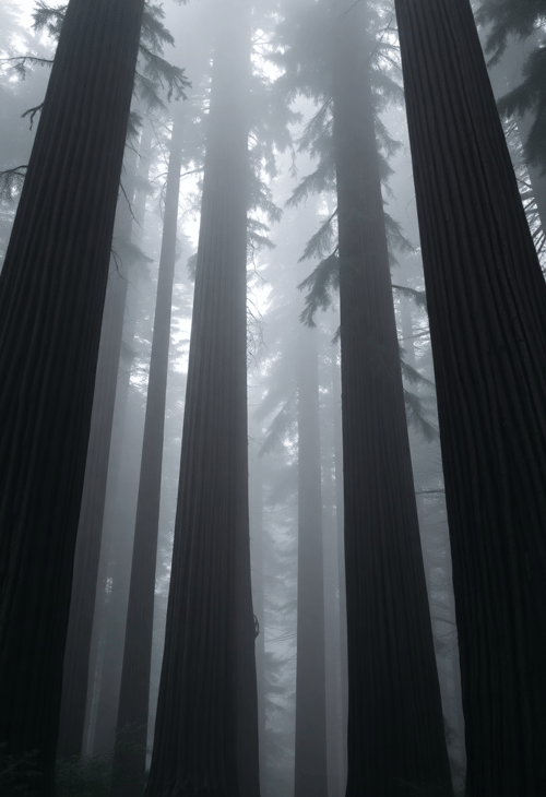 Misty Morning in an Ancient Redwood Forest