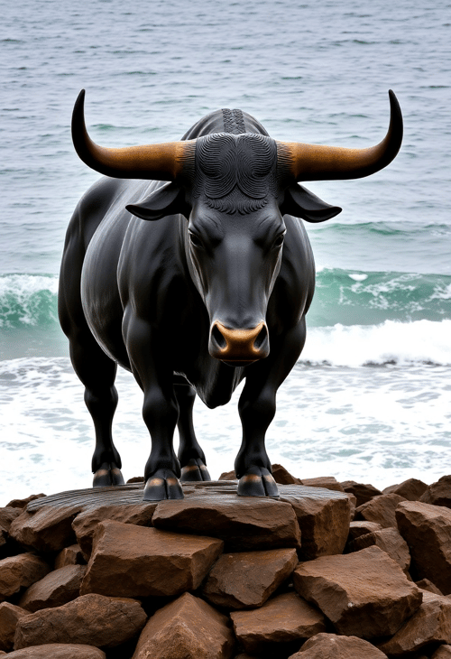 Taurus Bull Sculpture by the Sea