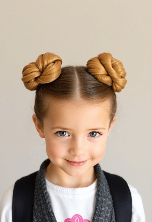 Sweet Double Buns on a European Girl