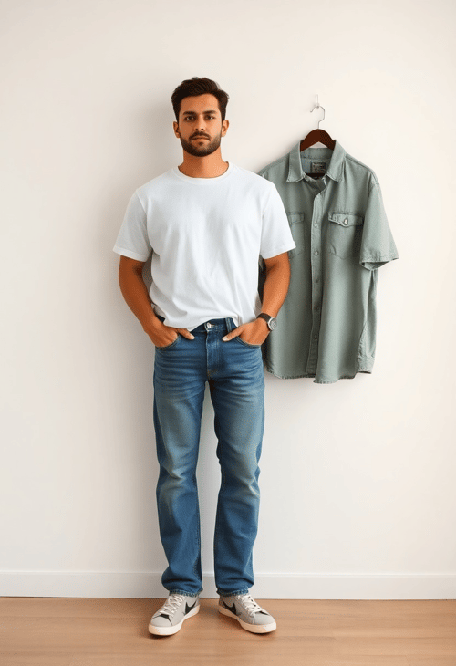 Casual Cool in Denim and White