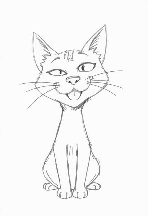 Charming Cat Portrait with Playful Features