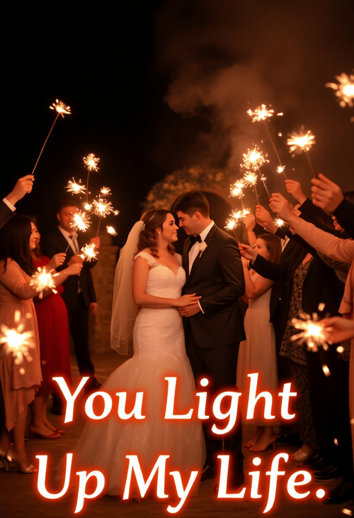 Sparkler Send-Off with 'Light Up My Life' Quote