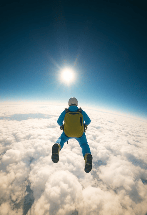 Skydiver's First Glimpse Before Freefall