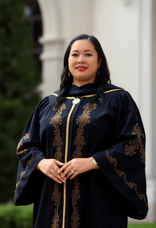 Classic Black Graduation Gown with Gold Accents