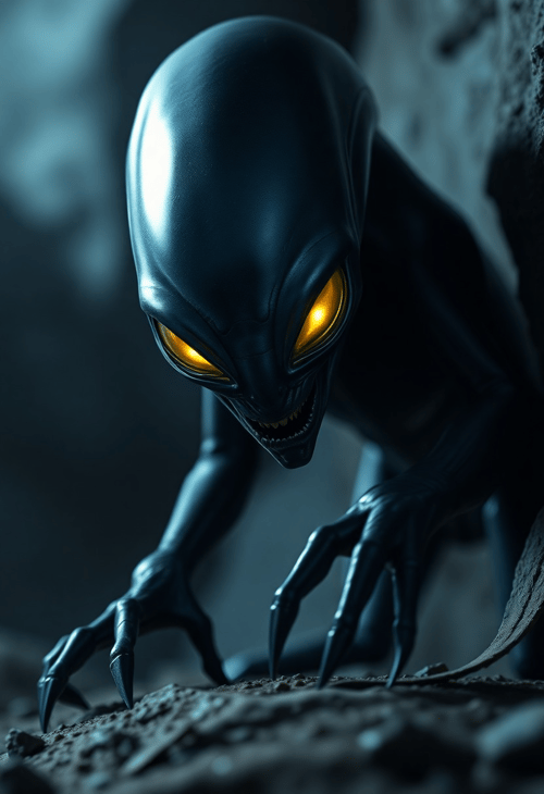 Menacing Alien Stalker in the Shadows