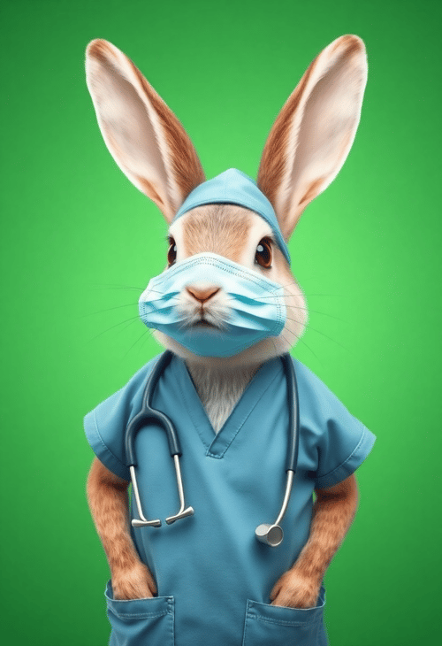 Rabbit Surgeon Prepping for Surgery