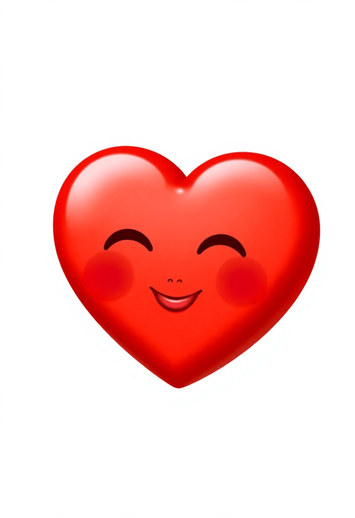 3D Red Heart Emoji with Kiss Lips