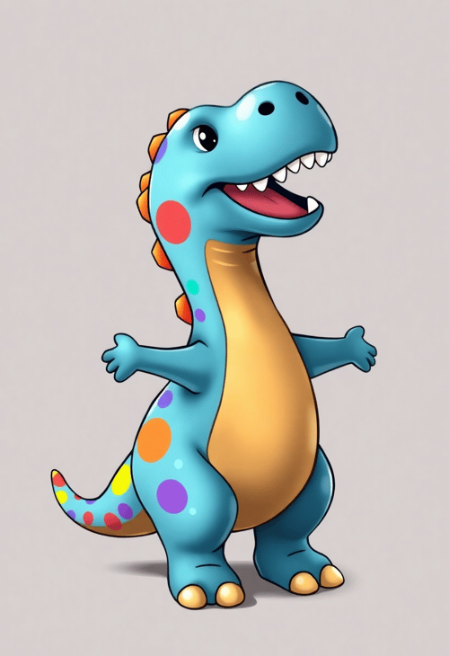 Playful Dinosaur with Rainbow Spots