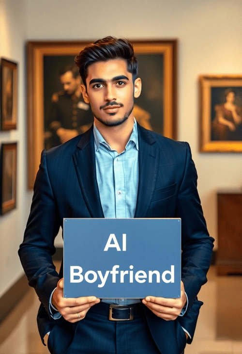 Artistic AI Boyfriend in a Gallery