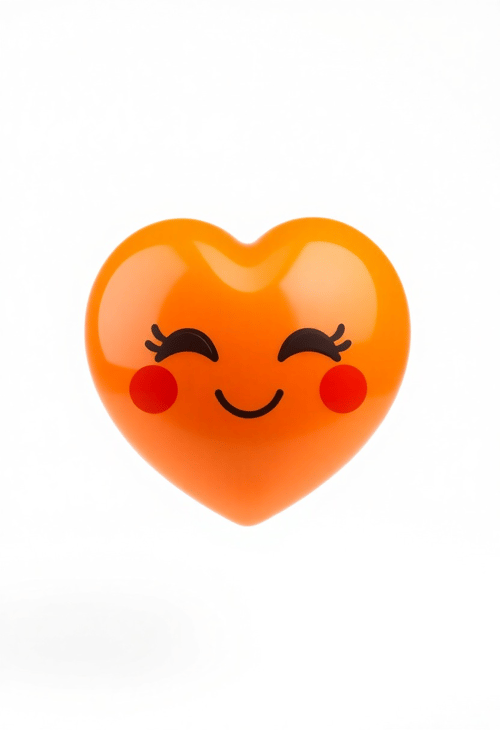 3D Blushing Heart Emoji with Eyes